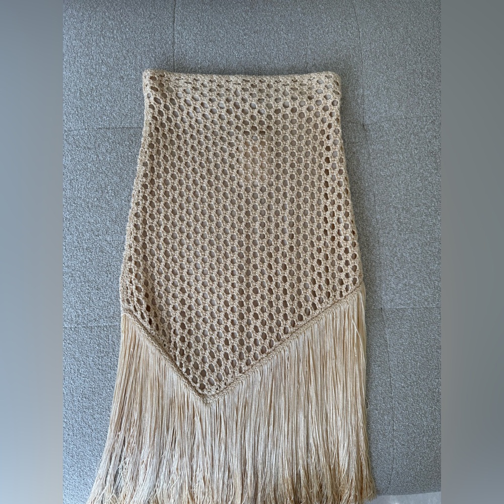 NWT A.L.C LEONA ASYMMETRIC FRINGE CROCHET SKIRT- SIZE M - Picture 8 of 9